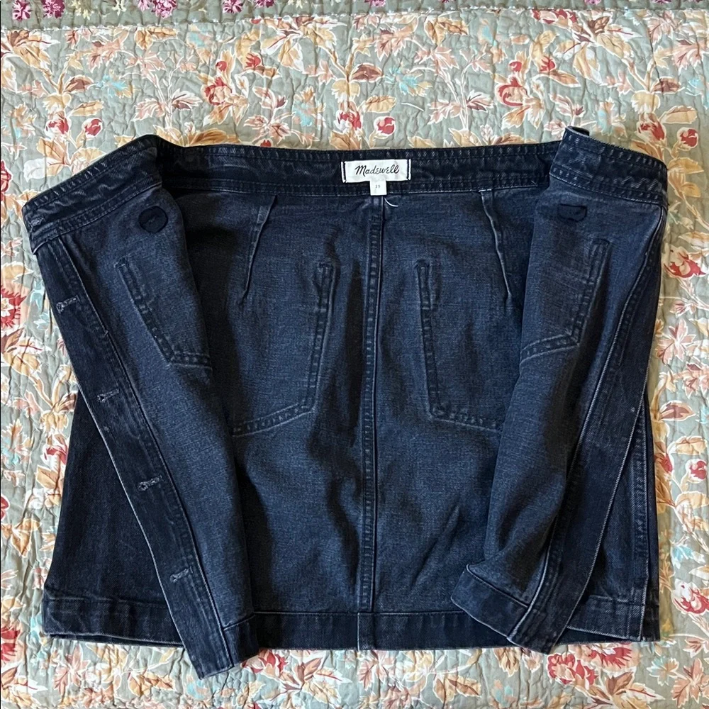 Madewell Black Button Front Denim Jean Skirt Short Size 26 Women’s High Waisted - Picture 3 of 5